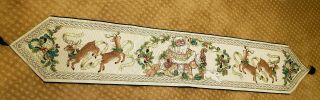Vintage Tapestry Holiday Table Runner " Snowy Woods " By Fitz & Floyd