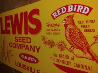 Vintage 1950s Lewis Seed Louisville Ky Metal Sign Farm Corn Old Barn Cardinal