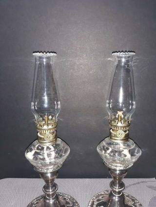 Vintage Lamplight Farms Metal Glass Oil Lamps For Candlesticks Pair (set Of 2)