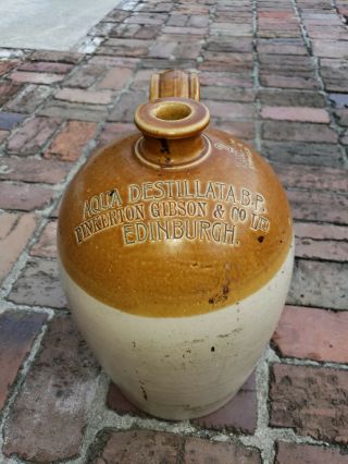 Antique Salt Glazed Stoneware 2 Gal Whiskey Jug Pinkerton Gibson Edinburgh
