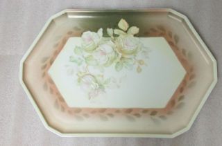Antique Signed M Z Austria Moritz Zdekauer Hand Painted Vanity Tray Roses C 1910