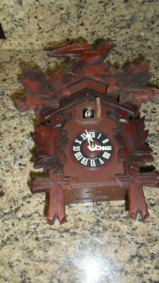 Black Forest Cuckoo Clock West Germany Bird And Leaves Wall Clock