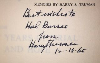 HARRY TRUMAN AUTOGRAPHED MEMOIRS VOL 1 & 2 YEAR OF DECISIONS TRIAL AND HOPE 2