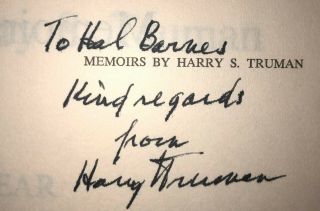 HARRY TRUMAN AUTOGRAPHED MEMOIRS VOL 1 & 2 YEAR OF DECISIONS TRIAL AND HOPE 3