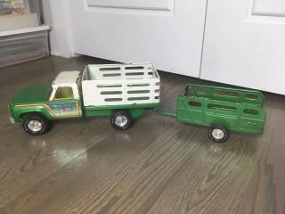 Vintage Nylint Farms Green Truck And Trailer