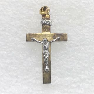 Vintage Crucifix Cross Pendant Charm Sterling Silver 12k Gold Filled Religious