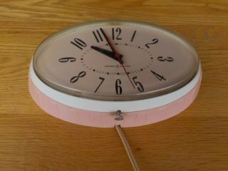 Vintage Pink And White General Electric Wall Clock Model 2h115
