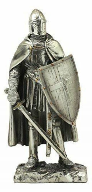 Ebros Holy Roman Empire Caped Crusader Knight With Sword And Shield Statue 7 " H