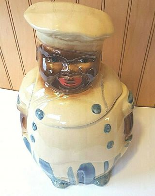 Vintage National Silver Company Black Americana Chef Cookie Jar 3