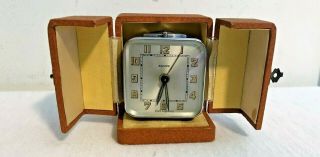 Vintage Bayard Made In France Travel Bedside Alarm Clock In Case