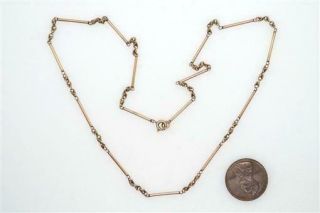 V Pretty Antique English 9k Gold Fancy Link Chain Necklace C1900