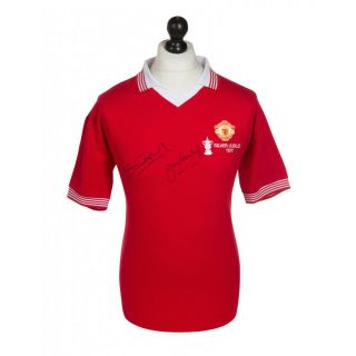 1977 Fa Cup Final Mufc Shirt Signed By Goalscorers Pearson & Greenhoff Rrp £175