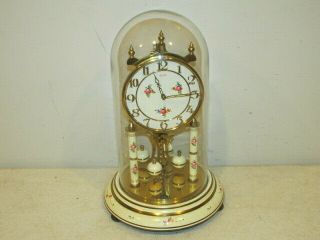 Vintage Kundo Anniversary Clock With Glass Dome Or Repairs Fc