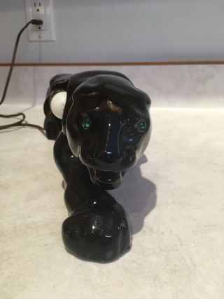 1950s Black Panther Tv Lamp Mid Century Modern Vintage Ceramic Light Electric
