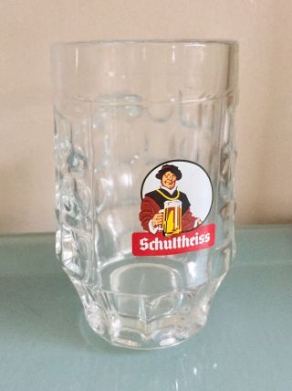 Vintage Schultheis Glass Beer Stein 0.  2l West Germany Schmitz Aachen Glazers