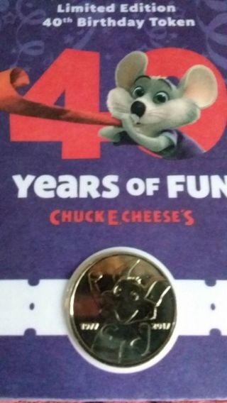 Collectors Chuck E Cheese Coin Token Limited Edition 40 Years Of Fun Token