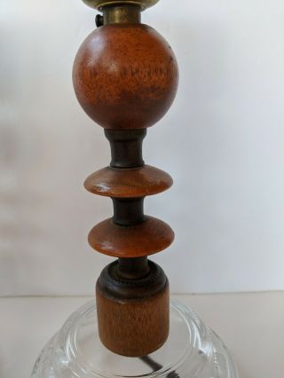Set of 2 Mid - Century Modern Wood & Glass Table Lamp Vintage 3