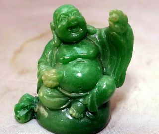 Small Green Plastic Lathing Buddha Figurine Looks Like Jade 4x5cm Japan