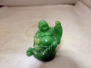 Small Green Plastic Lathing Buddha Figurine Looks like Jade 4X5cm Japan 2
