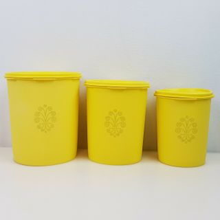 Vintage Tupperware Canister Set Yellow Servalier Harvest Gold 807 809 811 6 Pc