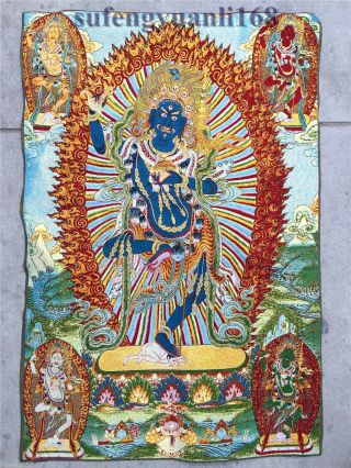 35 " Tibet Silk Embroidery Art Tangka Buddhism Shakyamuni Buddha Statue Painting4