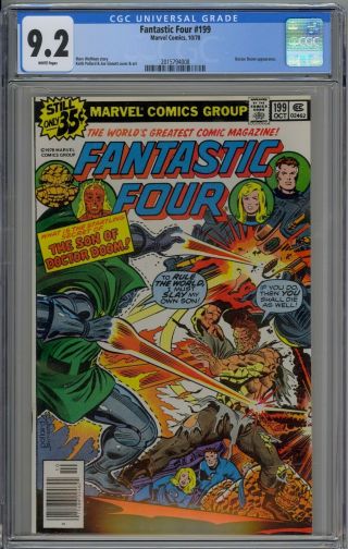 Fantastic Four 199 Cgc 9.  2 Nm - Wp Vs.  Doctor Doom Marvel Comics Bronze 1978