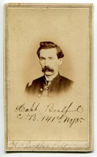 Civil War Cdv Photograph Line Officer Wm.  H.  Bradford Captain Co.  B 141st N.  Y.  V.