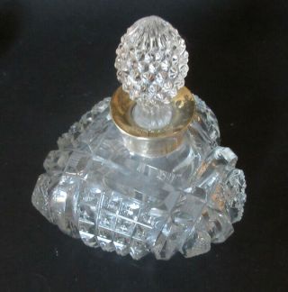 Antique Large Cut Glass Perfume Bottle Heart Hallmarked Sterling Silver Collar
