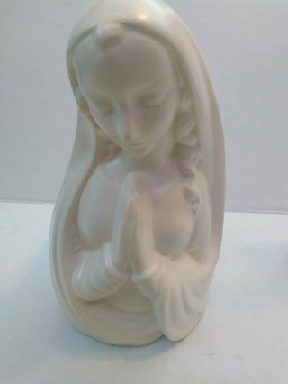 Haeger White Ceramic Praying Madonna Bust 9 " Planter 650 Holy Mother
