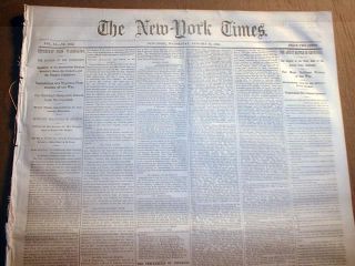 York Times Civil War Newspaper Dated 1861 - 1865 - Over 150 Years Old