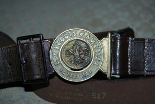 Vintage Boy Scout Belt & Brass Buckle " Be Prepared " Two Piece Buckle 38 ".