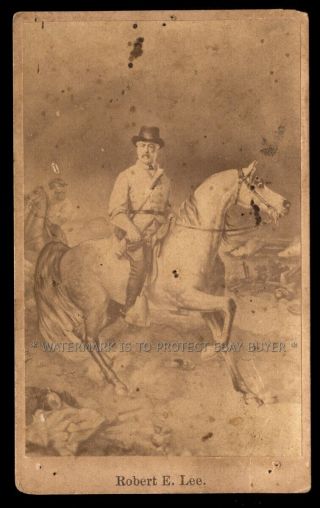 C1864 Cdv Robert E Lee & His Horse Traveller Csa Civil War Album Filler Photo