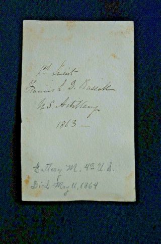 Signed CDV of 1st Lieutenant Francis L.  D.  Russell U.  S.  Artillery 2