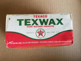 Vintage 1 Pound Package Texaco Texwax Pure Refined Paraffin 1964