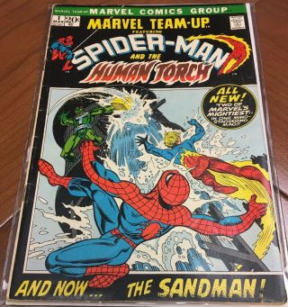 Marvel Team - Up 1 (1972) Spiderman Teamup Begins & Human Torch Appearance Fine Fn