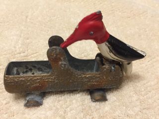 Vintage Metal San - I - Pik Woodpecker Toothpick Holder & Extractor Fun Great Gift