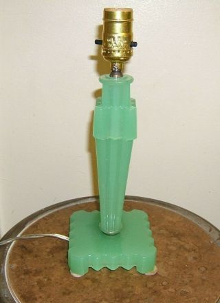 Vintage Jadeite Lamp Glass Table Lamp Base W/ Label Houzex