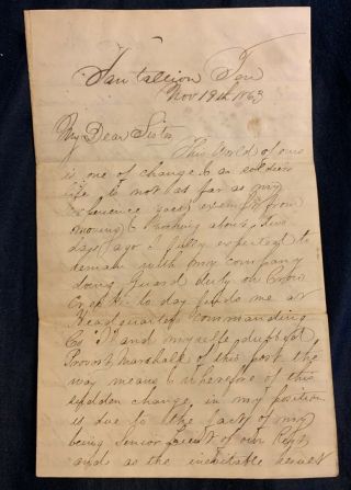 November 19,  1863 7 Page Civil War Soldier Letter Elson M.  Misner Artemus Ward
