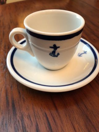 Vintage Us Navy Wardroom Mess Fouled Anchor Demitasse Cup Saucer Shenango