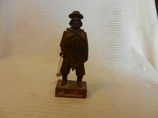 Wooden Carved Gaucho Cowboy Figurine From Argentina 6.  5 " Tall