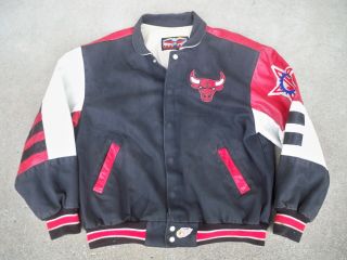 Vtg Chicago Bulls NBA 90s Letterman Leather Jacket (J.  H.  Jeff Hamilton) - Large 2
