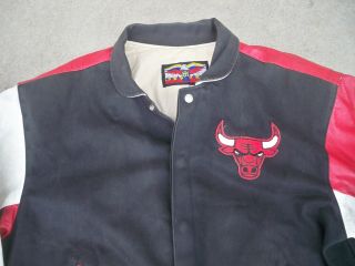 Vtg Chicago Bulls NBA 90s Letterman Leather Jacket (J.  H.  Jeff Hamilton) - Large 3