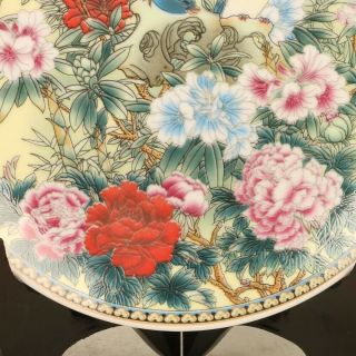 Chinese Porcelain Handmade Flower & Birds Plate W Qianlong Mark QM258 3