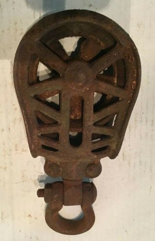 Vintage Myers Cast Iron Hay Trolley Pulley Barn Farm Tool Implement