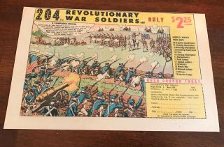 1975 Vintage 6.  5x10 Comic Print Ad For 204 Revolutionary War Soldiers Toy Set