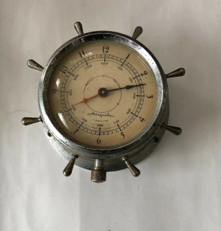 Vintage Airguide Spooked Ship Wheel Marine 7 Jewels 8 Days Clock Repair Or Parts