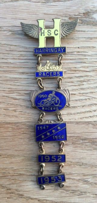 Vintage Harringay Racers Speedway Badge With Several Clasps.