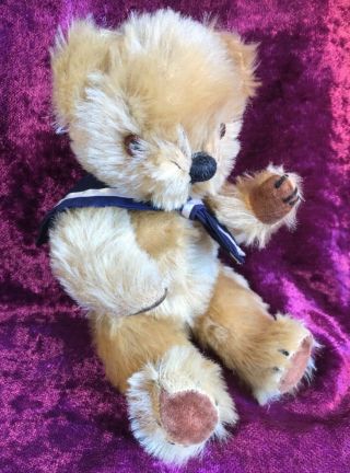 Antique Collectable Tagged Chad Valley Shinny Long Mohair Teddy Bear 10.  5”/27cm