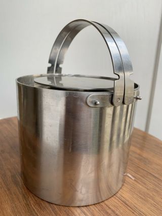 Vintage Arne Jacobsen Small Ice Bucket Stelton Danish Modern Stainless Steel