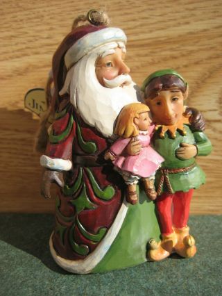 Jim Shore 4049409 Santa With Elf Hanging Ornament With Tags & Box ©2015